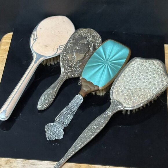 Antique Brush Lot Vanity Vintage Brushes Art Deco Nouveau Shabby Chic 1920s - Picture 7 of 11